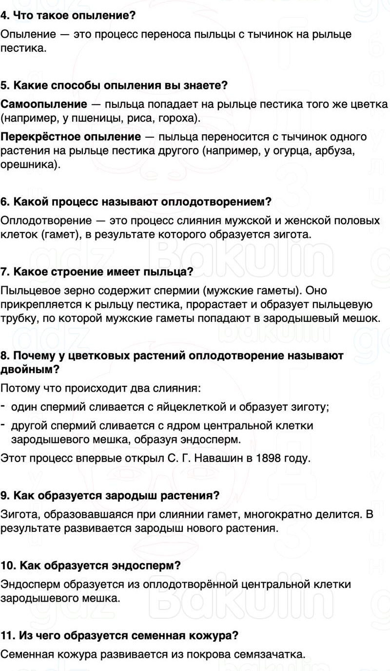 ГДЗ биология 6 класс Пасечник Линия жизни Параграф 25
