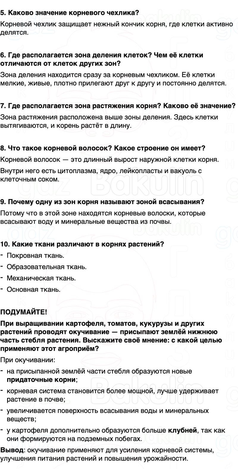 ГДЗ биология 6 класс Пасечник Линия жизни Параграф 8