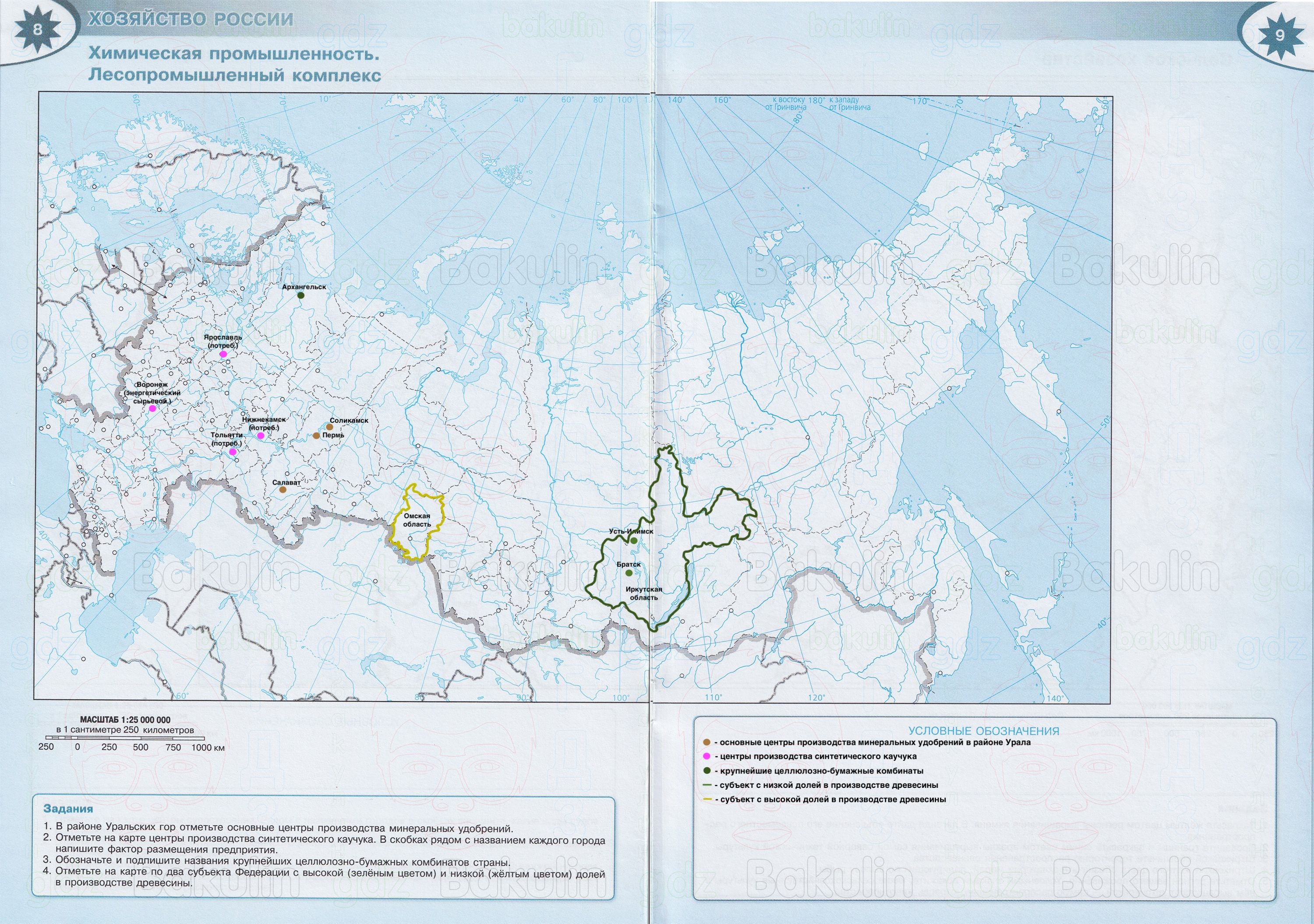 Контурные карты География 9 класс Матвеев Просвещение 2025 Страница 8-9