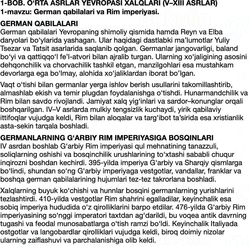 Jahon tarixi 7-sinf Salimov, Nasrullayev qisqa mazmun Mavzu 1