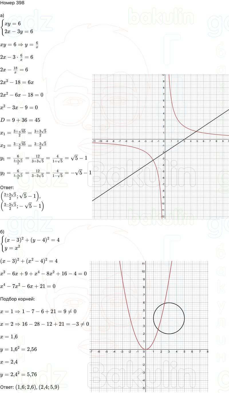 ГДЗ Алгебра 9 класс Макарычев, Теляковский 2025 Номера 398