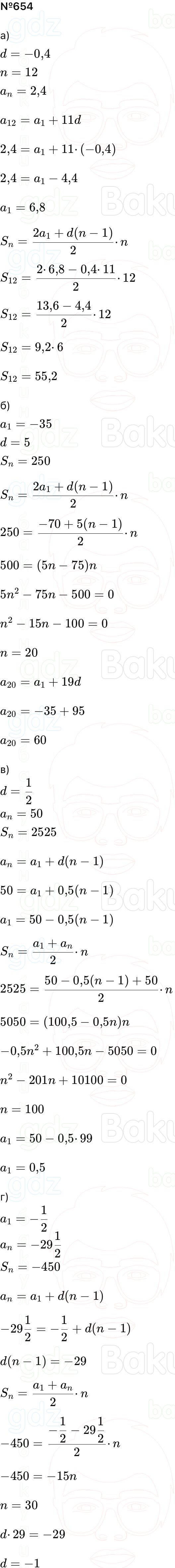 ГДЗ Алгебра 9 класс Макарычев, Теляковский 2025 Номера 654