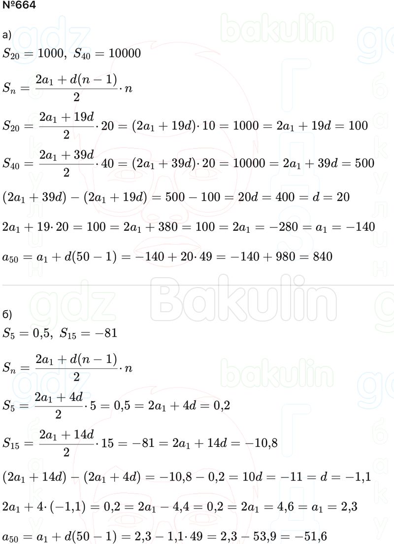 ГДЗ Алгебра 9 класс Макарычев, Теляковский 2025 Номера 664