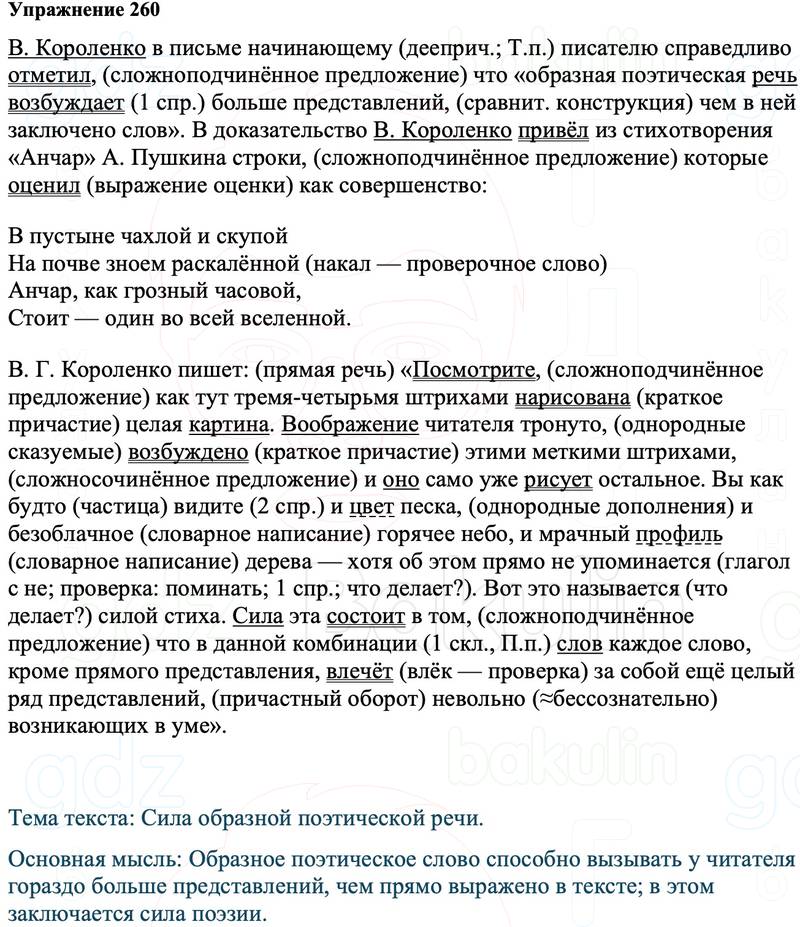 ГДЗ Русский язык 8 класс Ладыженская Упражнение 260
