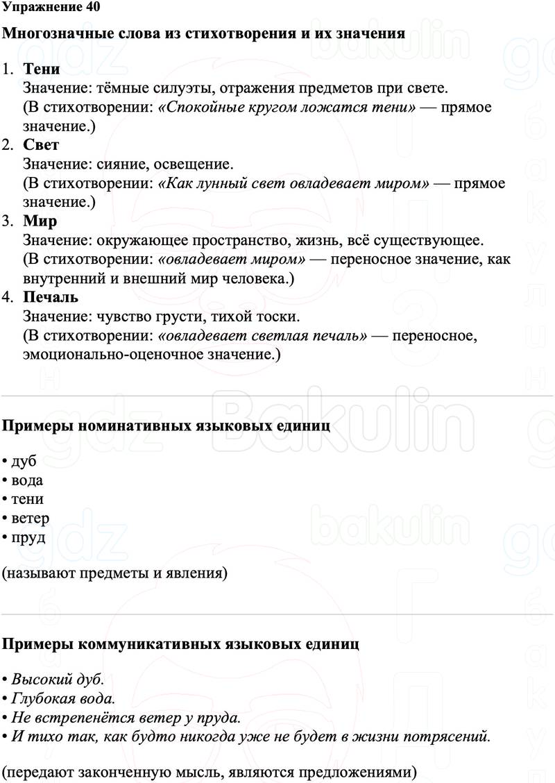 ГДЗ Русский язык 8 класс Ладыженская Упражнение 40