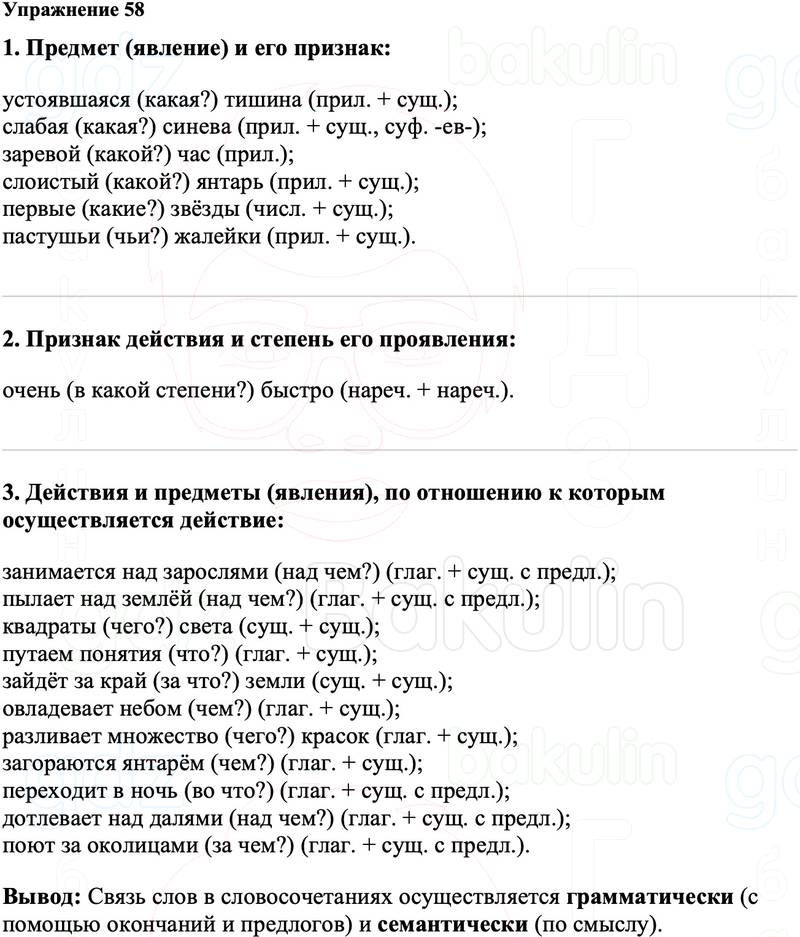 ГДЗ Русский язык 8 класс Ладыженская Упражнение 58