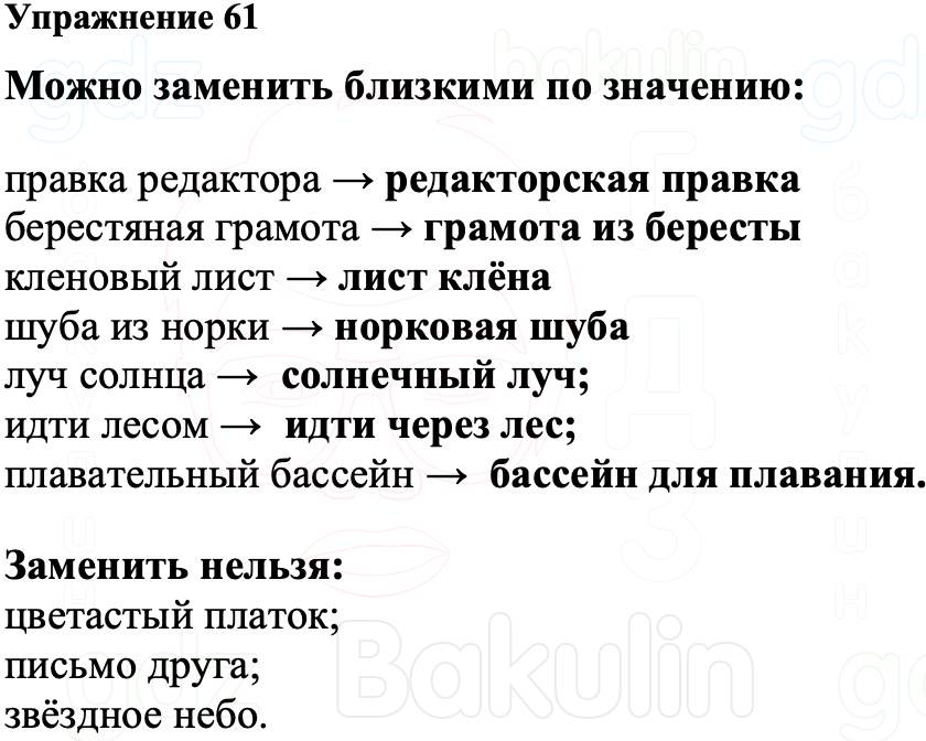 ГДЗ Русский язык 8 класс Ладыженская Упражнение 61