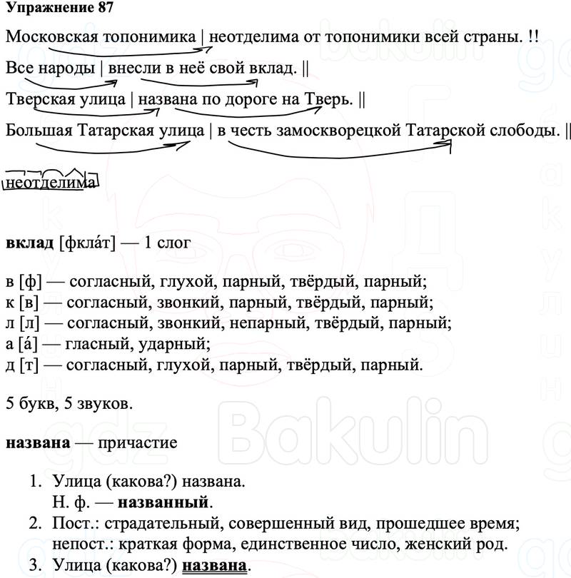 ГДЗ Русский язык 8 класс Ладыженская Упражнение 87