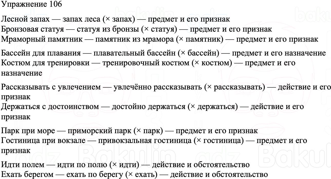 ГДЗ Русский язык 8 класс Бархударов Учебник Упражнение 106