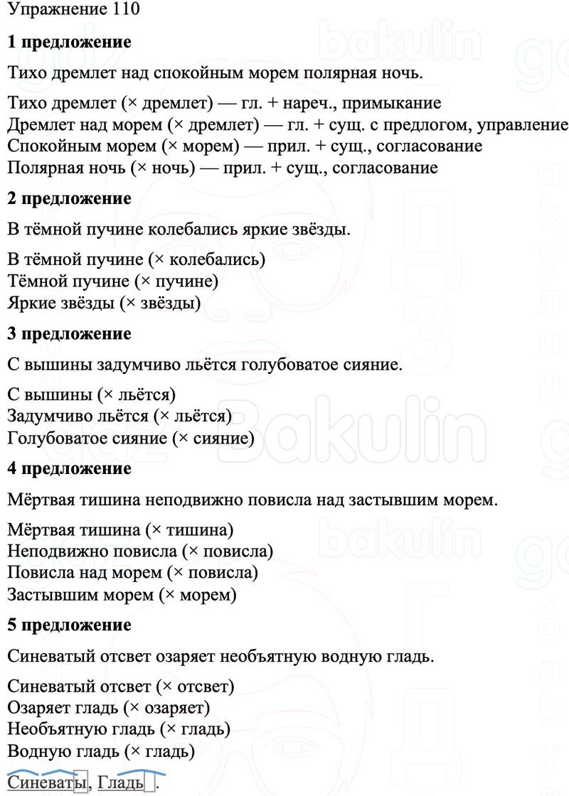 ГДЗ Русский язык 8 класс Бархударов Учебник Упражнение 110