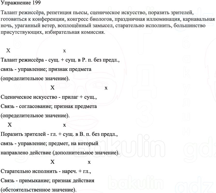 ГДЗ Русский язык 8 класс Бархударов Учебник Упражнение 199