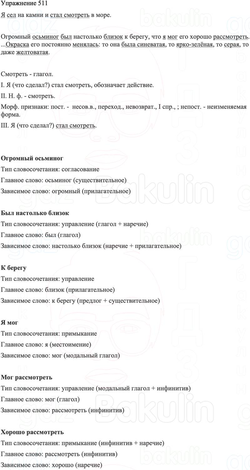 ГДЗ Русский язык 8 класс Бархударов Учебник Упражнение 511