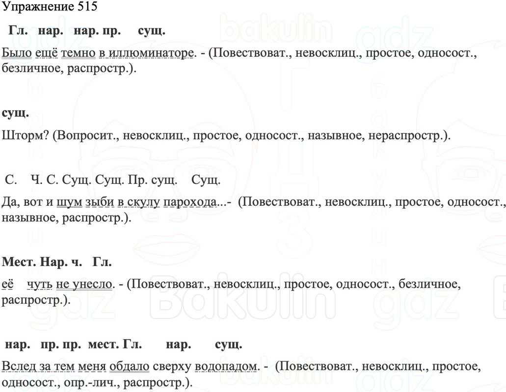 ГДЗ Русский язык 8 класс Бархударов Учебник Упражнение 515