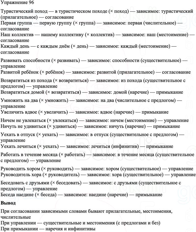 ГДЗ Русский язык 8 класс Бархударов Учебник Упражнение 96