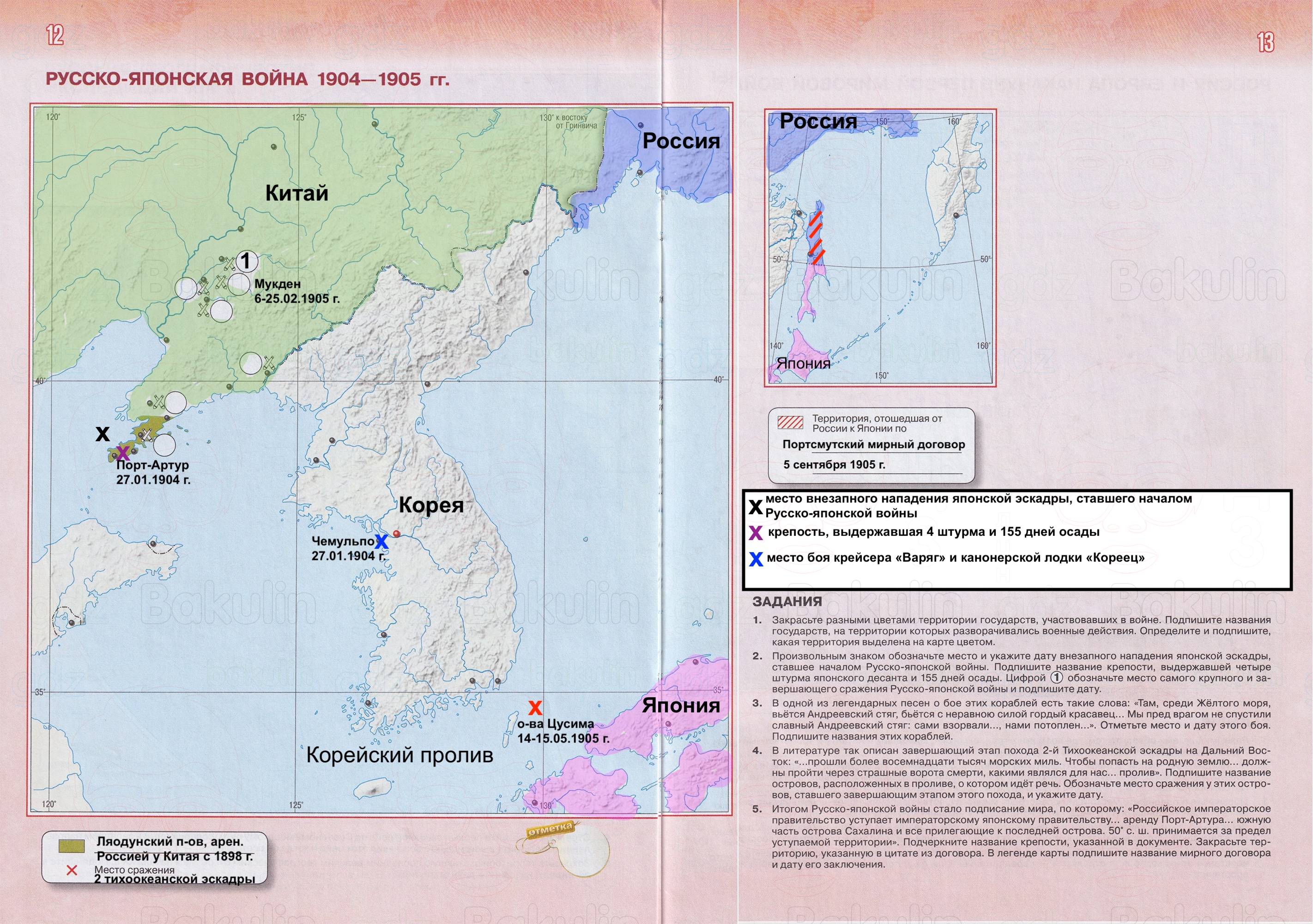 ГДЗ контурные карты по истории России 9 класс Тороп к учебнику Мединский, Торкунов 2026 Страница 12-13