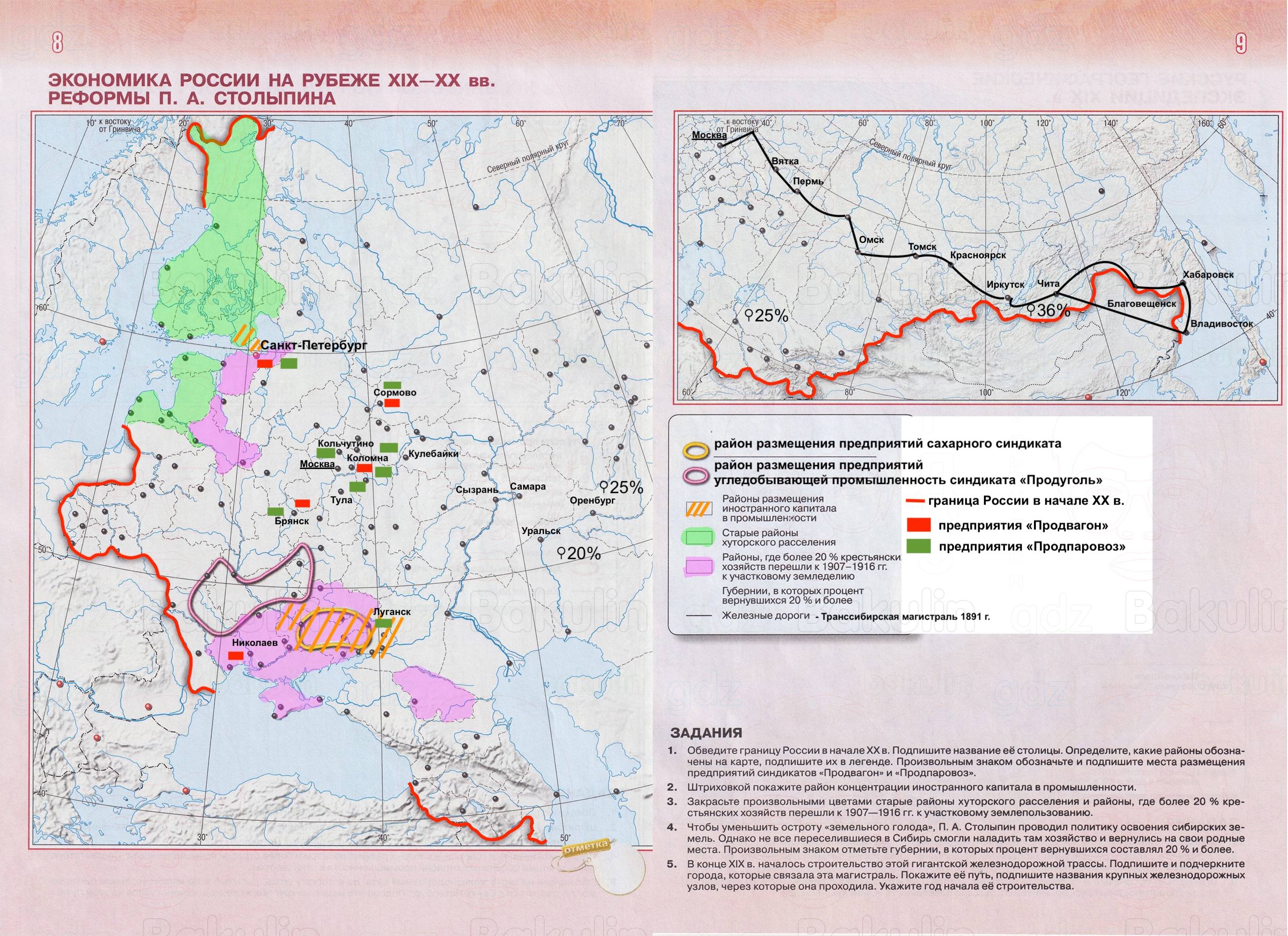 ГДЗ контурные карты по истории России 9 класс Тороп к учебнику Мединский, Торкунов 2026 Страница 8-9