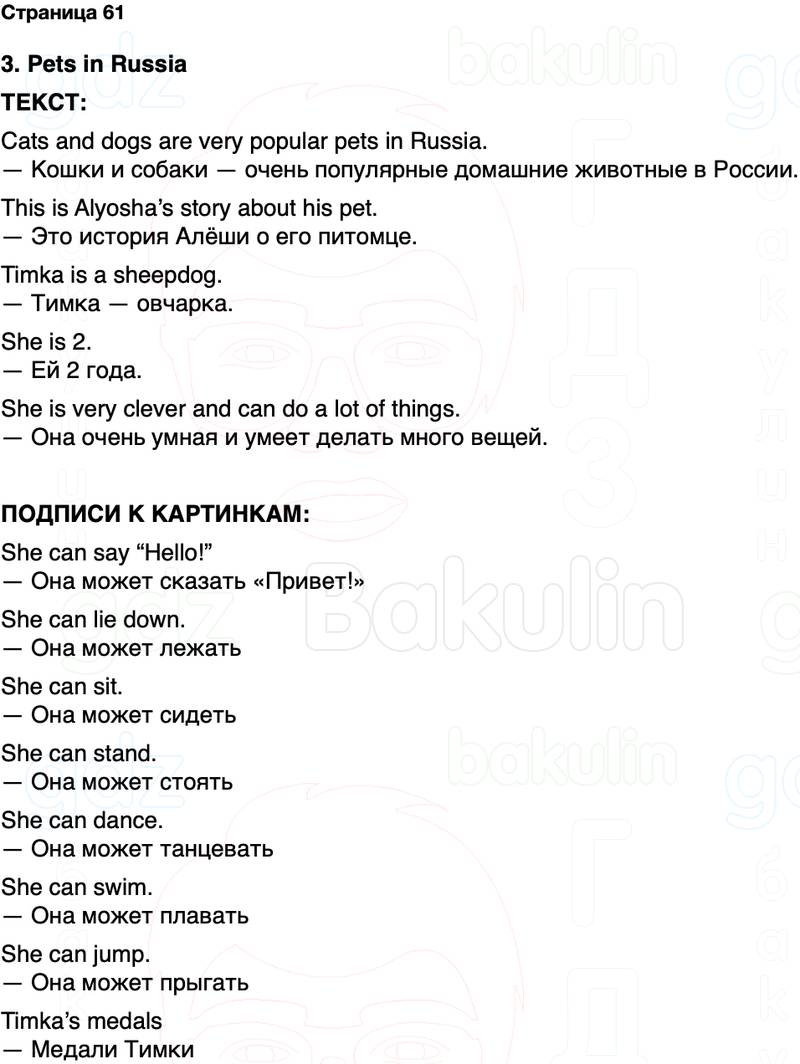 ГДЗ Английский язык 2 класс Быкова, Дули Spotlight Часть 2 Страница 61