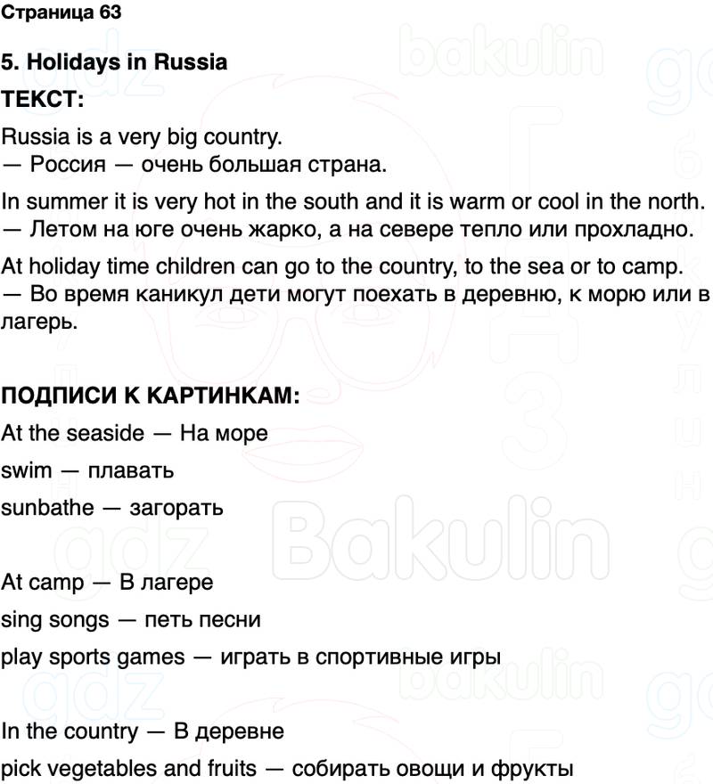 ГДЗ Английский язык 2 класс Быкова, Дули Spotlight Часть 2 Страница 63