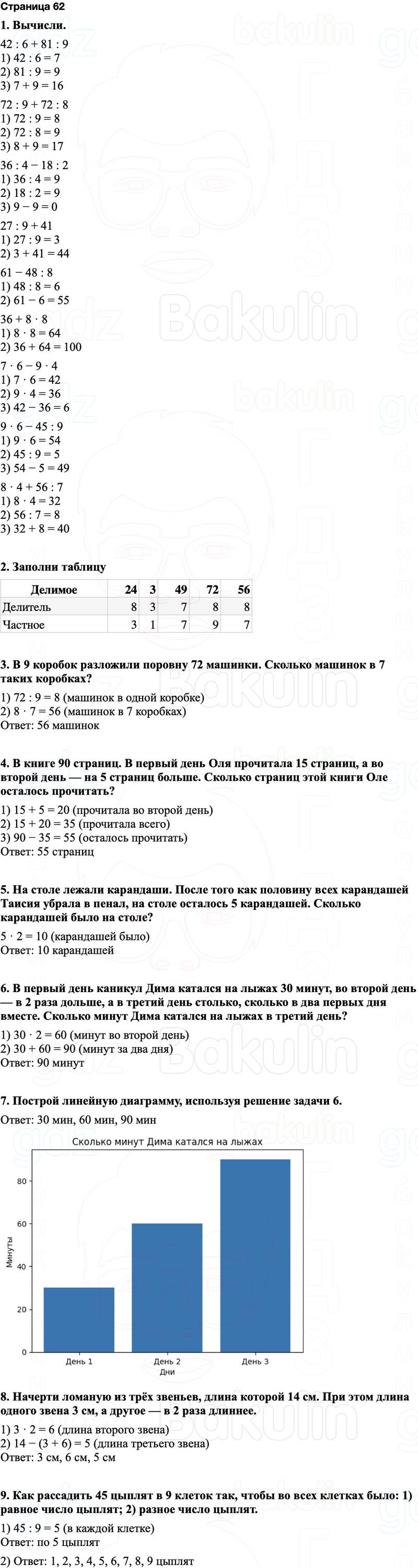 ГДЗ по математике 3 класс Моро — учебник 1–2 часть Часть 1 Страница 62