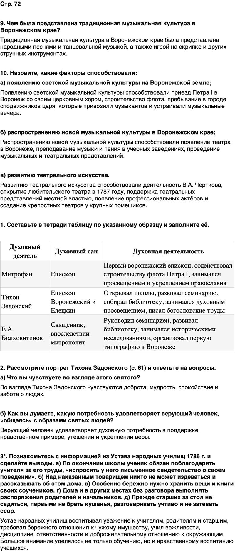 ГДЗ История нашего края Воронежская область 6 класс Кретинин Страница 72