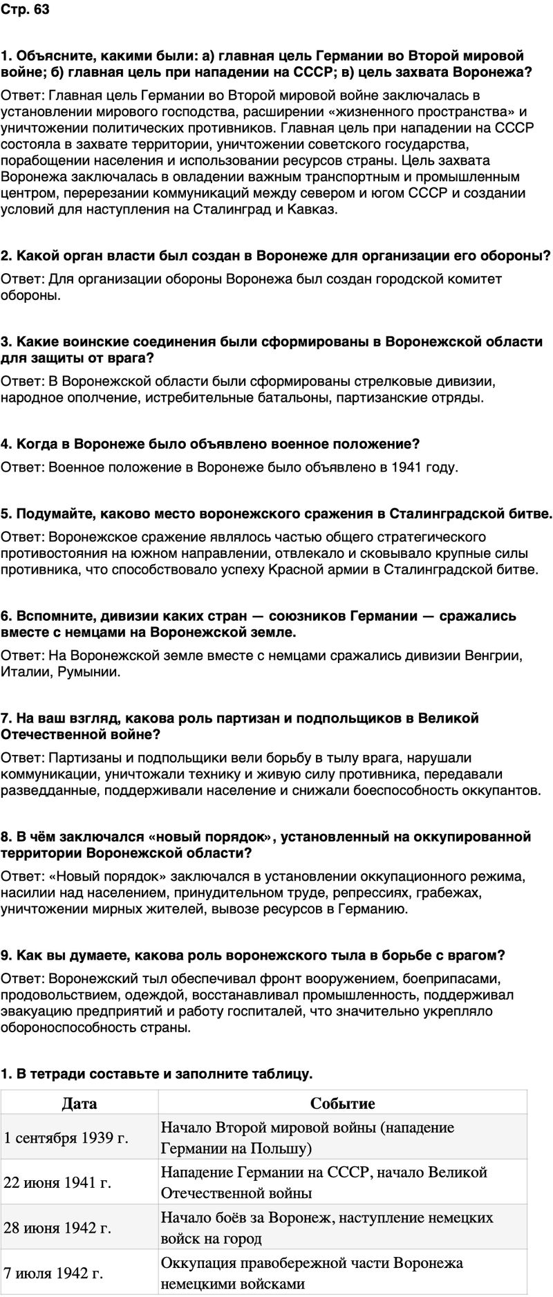 ГДЗ История нашего края Воронежская область 6 класс Кретинин Страница 63