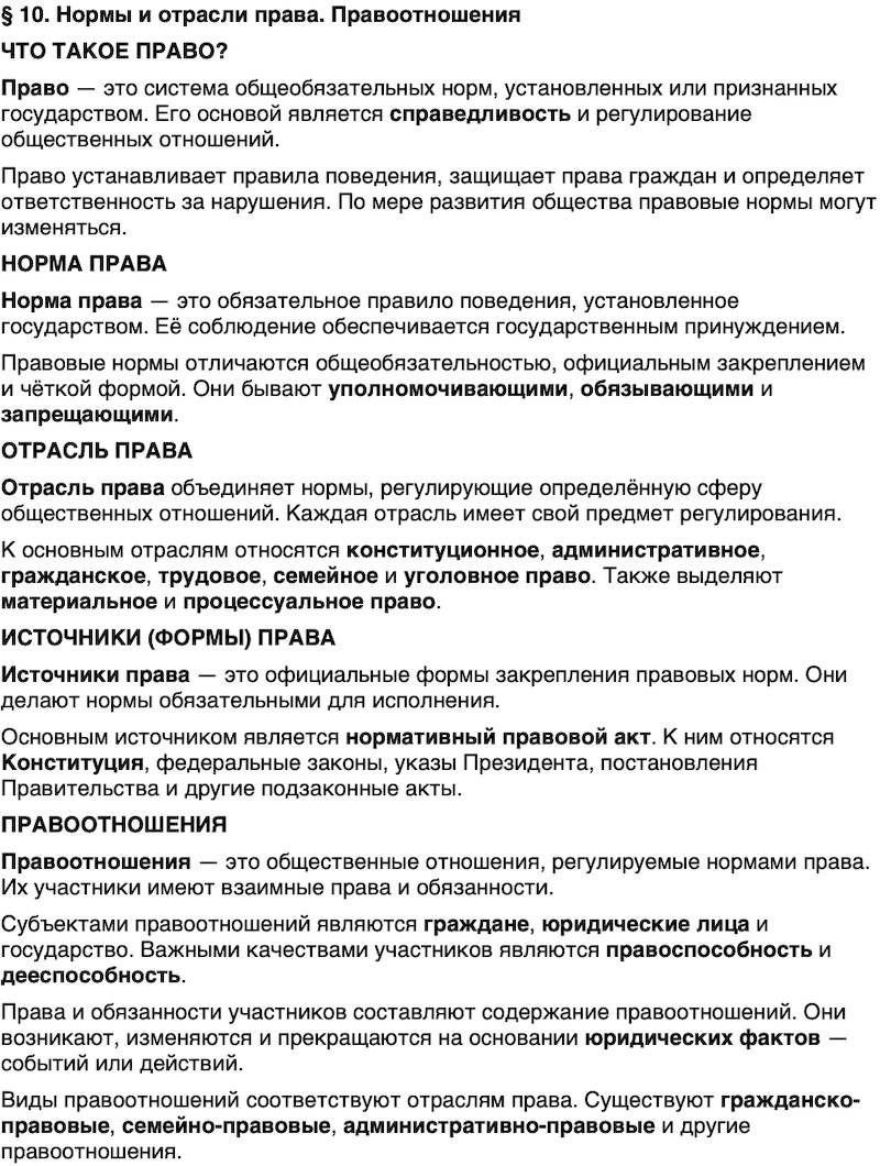Краткий пересказ содержание Обществознание 9 класс Бродовская, Кононов, Мединский, Медведев 2026 Параграф 10