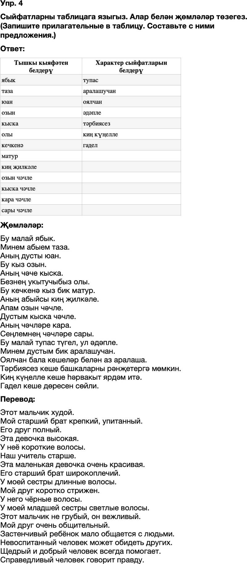 ГДЗ Татарский язык 8 класс Хайдарова, Малафеева 20—21 нче дәресләр 4
