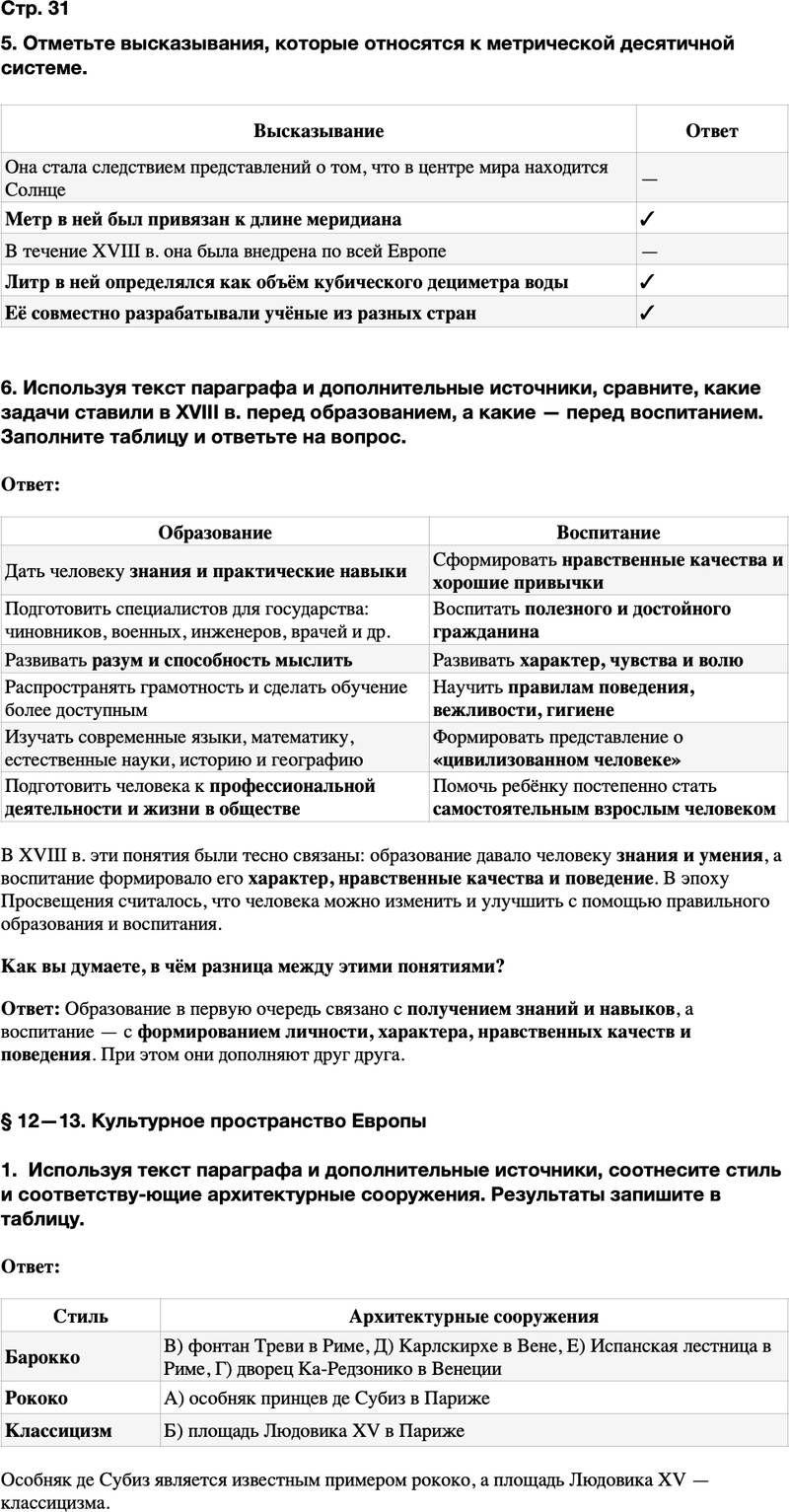 ГДЗ История Тетрадь-тренажер 8 класс Ведюшкин, Бовыкин Страница 31