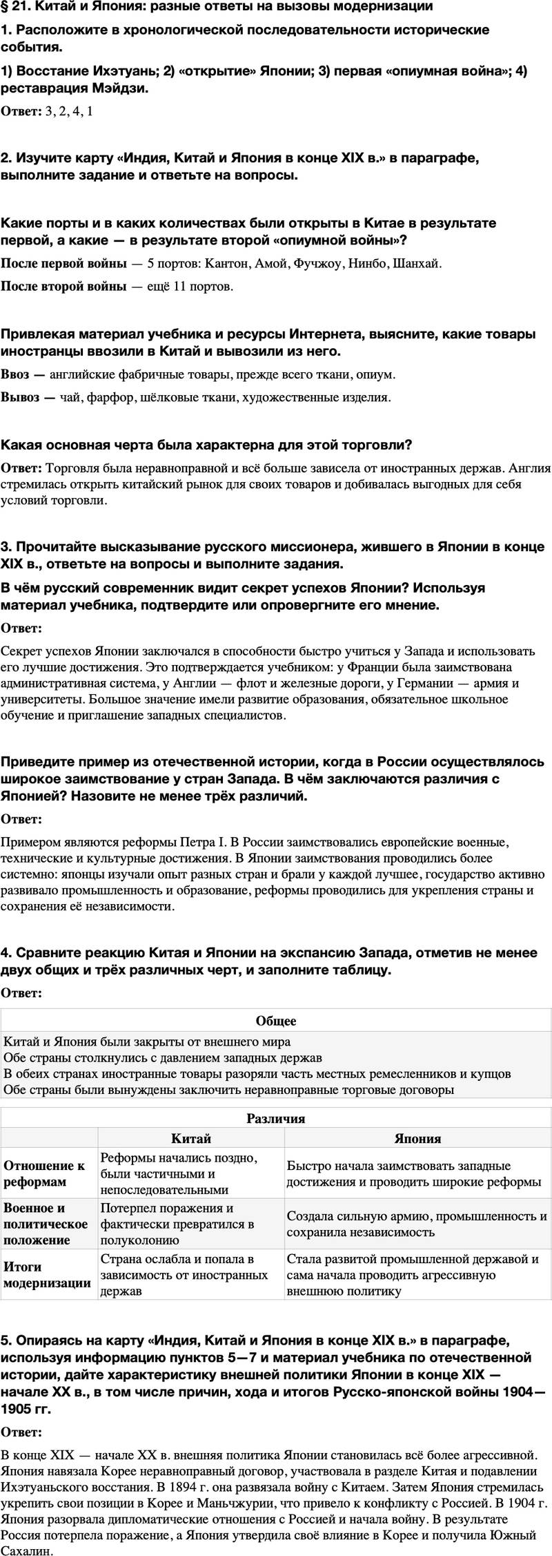 ГДЗ История Тетрадь-тренажер 9 класс Медяков, Дударев Параграф 21