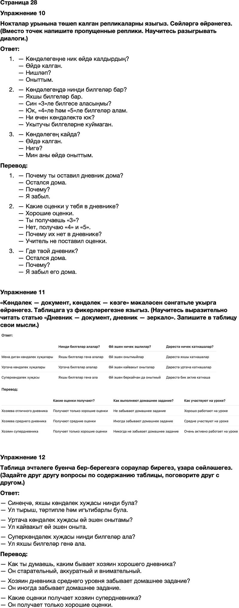 ГДЗ Татарский язык 7 класс Хайдарова, Малафеева Страница 28