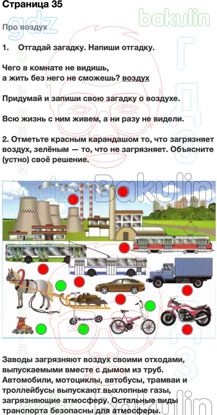 ГДЗ по окружающему миру 2 класс Плешаков рабочая тетрадь Школа России  решебник онлайн ответы, Решение, Часть 1 (страницы), 35