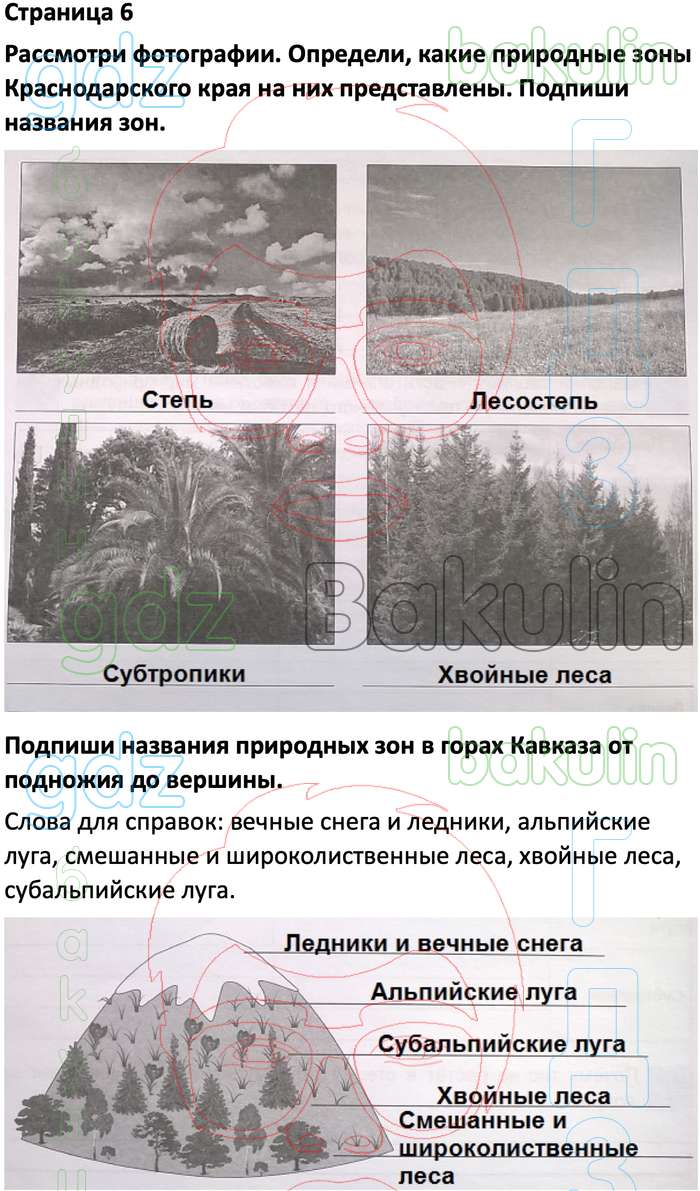 ГДЗ Кубановедение 4 класс Науменко, Матвеева Рабочая тетрадь, Решение,  Страницы, 6