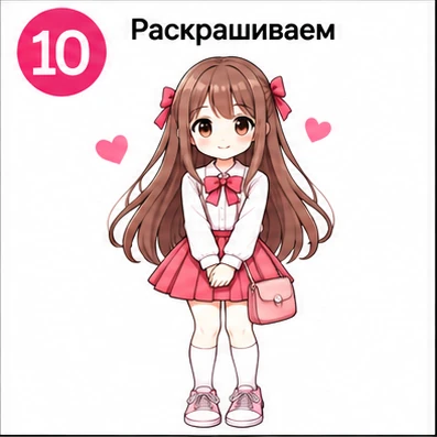 Шаг 10 готовый цветной рисунок девочки аниме