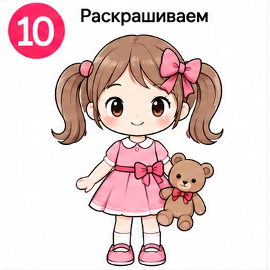 Шаг 10 готовый цветной рисунок маленькой девочки