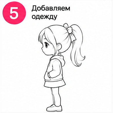 Шаг 5 добавляем одежду девочке Тока Бока