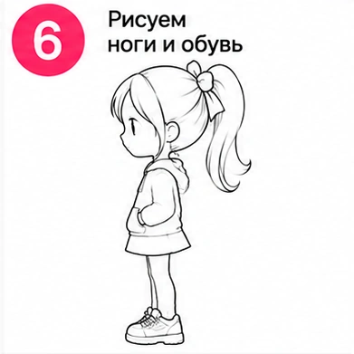 Шаг 6 рисуем ноги и обувь девочки Тока Бока