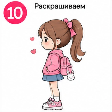 Шаг 10 готовый цветной рисунок девочки Тока Бока с аксессуарами